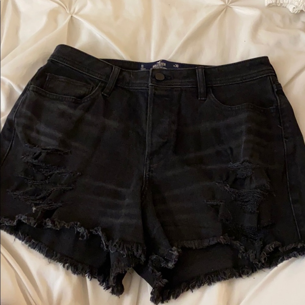 Hollister black high waisted ripped shorts